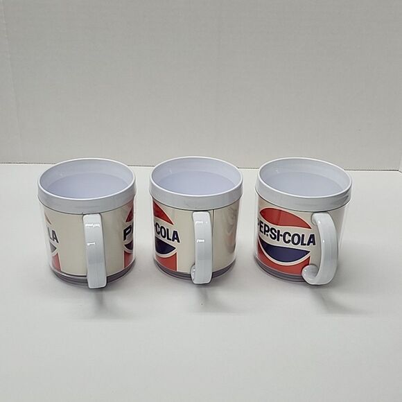 Rare Vintage Pepsi Plastic Coffee Cups Mugs Set of 3  Made In USA - Picture 5 of 11